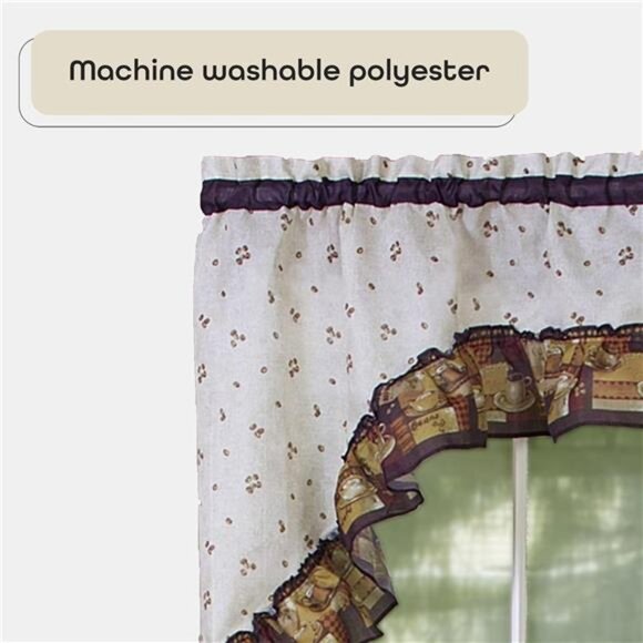 Embellished Tier and Swag Window Curtain Set - 57 Inch Width, 24 Inch Length - Picture 4 of 7